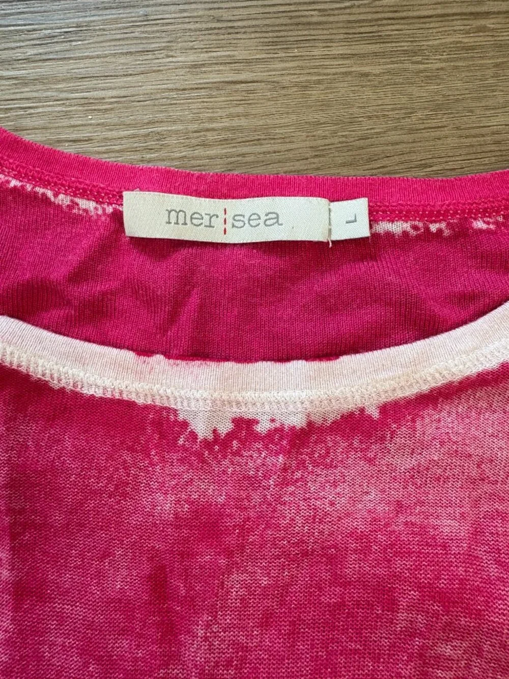 Mersea Saltwash Sweater Tee pink size L large Bamboo Cashmere Long Sleeve